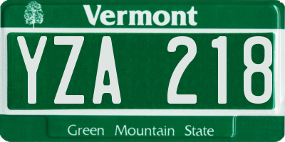 VT license plate YZA218