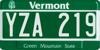 VT license plate YZA219