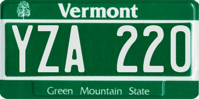 VT license plate YZA220