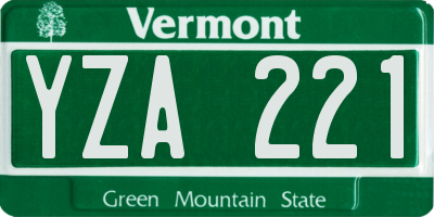 VT license plate YZA221