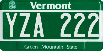 VT license plate YZA222