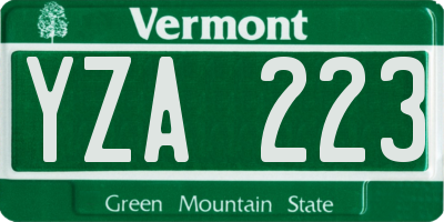 VT license plate YZA223
