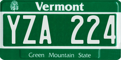 VT license plate YZA224