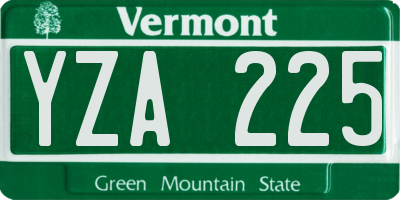 VT license plate YZA225