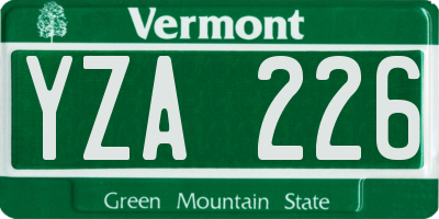 VT license plate YZA226