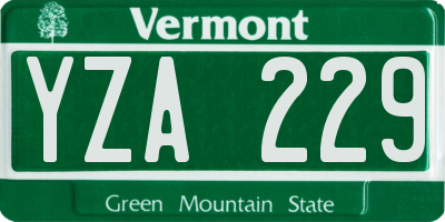 VT license plate YZA229