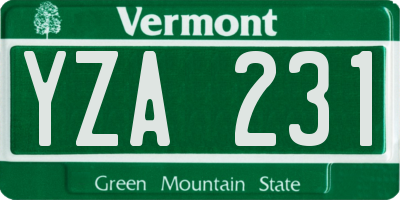 VT license plate YZA231