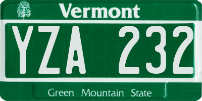 VT license plate YZA232