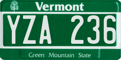 VT license plate YZA236