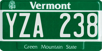 VT license plate YZA238