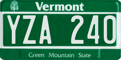 VT license plate YZA240