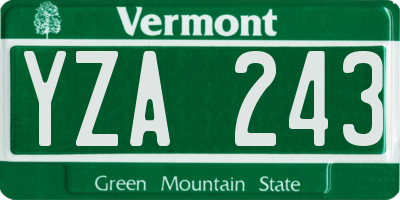 VT license plate YZA243