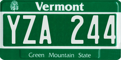 VT license plate YZA244