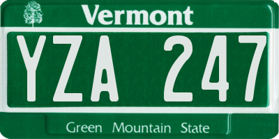 VT license plate YZA247