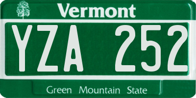 VT license plate YZA252