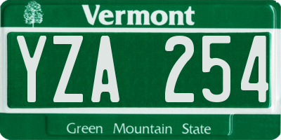 VT license plate YZA254