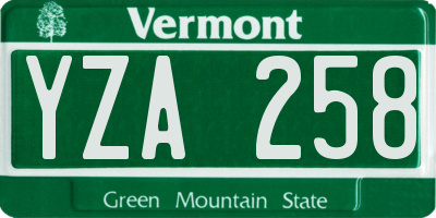 VT license plate YZA258