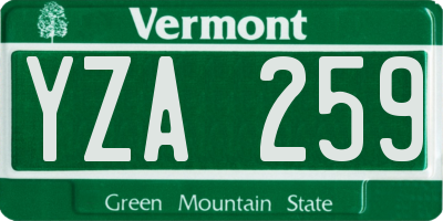 VT license plate YZA259