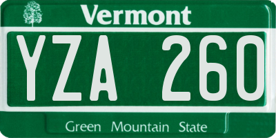VT license plate YZA260