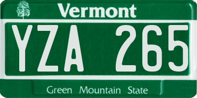 VT license plate YZA265