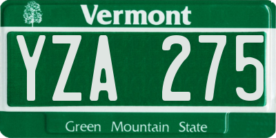 VT license plate YZA275