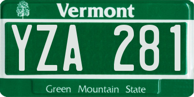 VT license plate YZA281