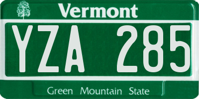 VT license plate YZA285