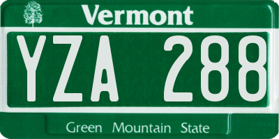 VT license plate YZA288