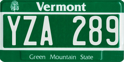 VT license plate YZA289