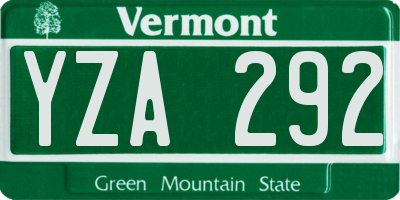 VT license plate YZA292