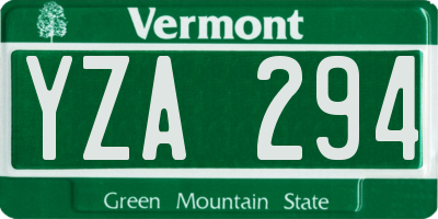 VT license plate YZA294