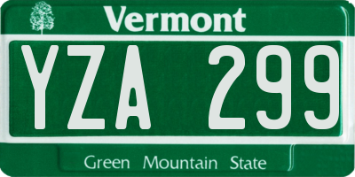 VT license plate YZA299