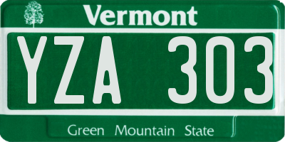 VT license plate YZA303