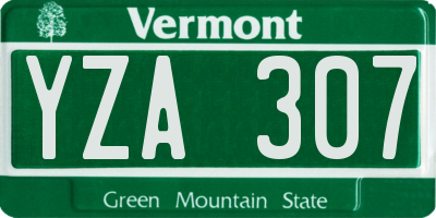 VT license plate YZA307