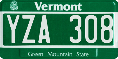 VT license plate YZA308