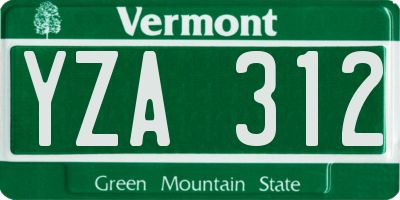 VT license plate YZA312