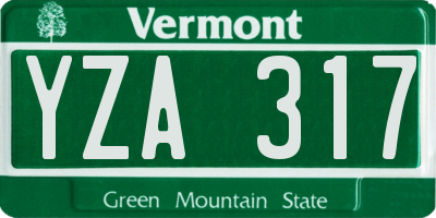VT license plate YZA317