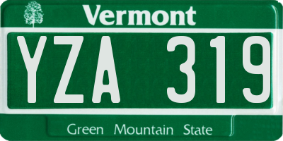VT license plate YZA319