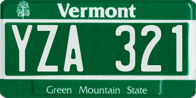 VT license plate YZA321
