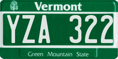 VT license plate YZA322