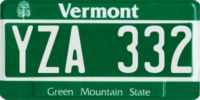 VT license plate YZA332