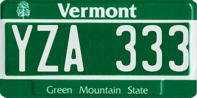 VT license plate YZA333