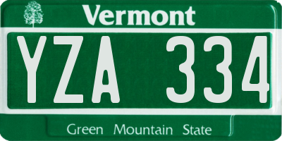 VT license plate YZA334