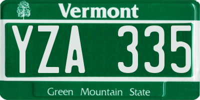 VT license plate YZA335
