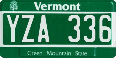VT license plate YZA336