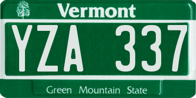 VT license plate YZA337