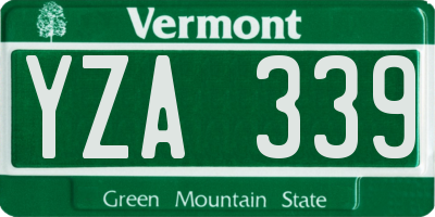 VT license plate YZA339