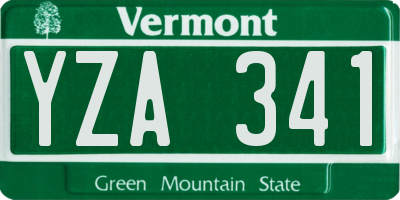 VT license plate YZA341