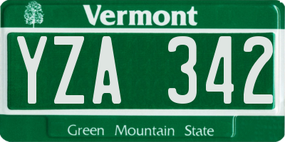 VT license plate YZA342