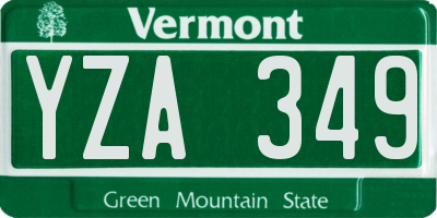 VT license plate YZA349